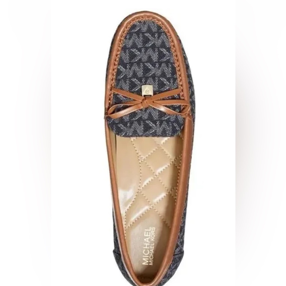 Black Friday NEW Michael Kors  BLACK & GREY, tan leather Juliette Flats. Size 8. - Picture 2 of 13